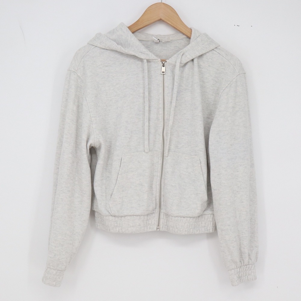H&M Hoodie Women S Divided Basic Light Grey Cropped Zip Up Excellent